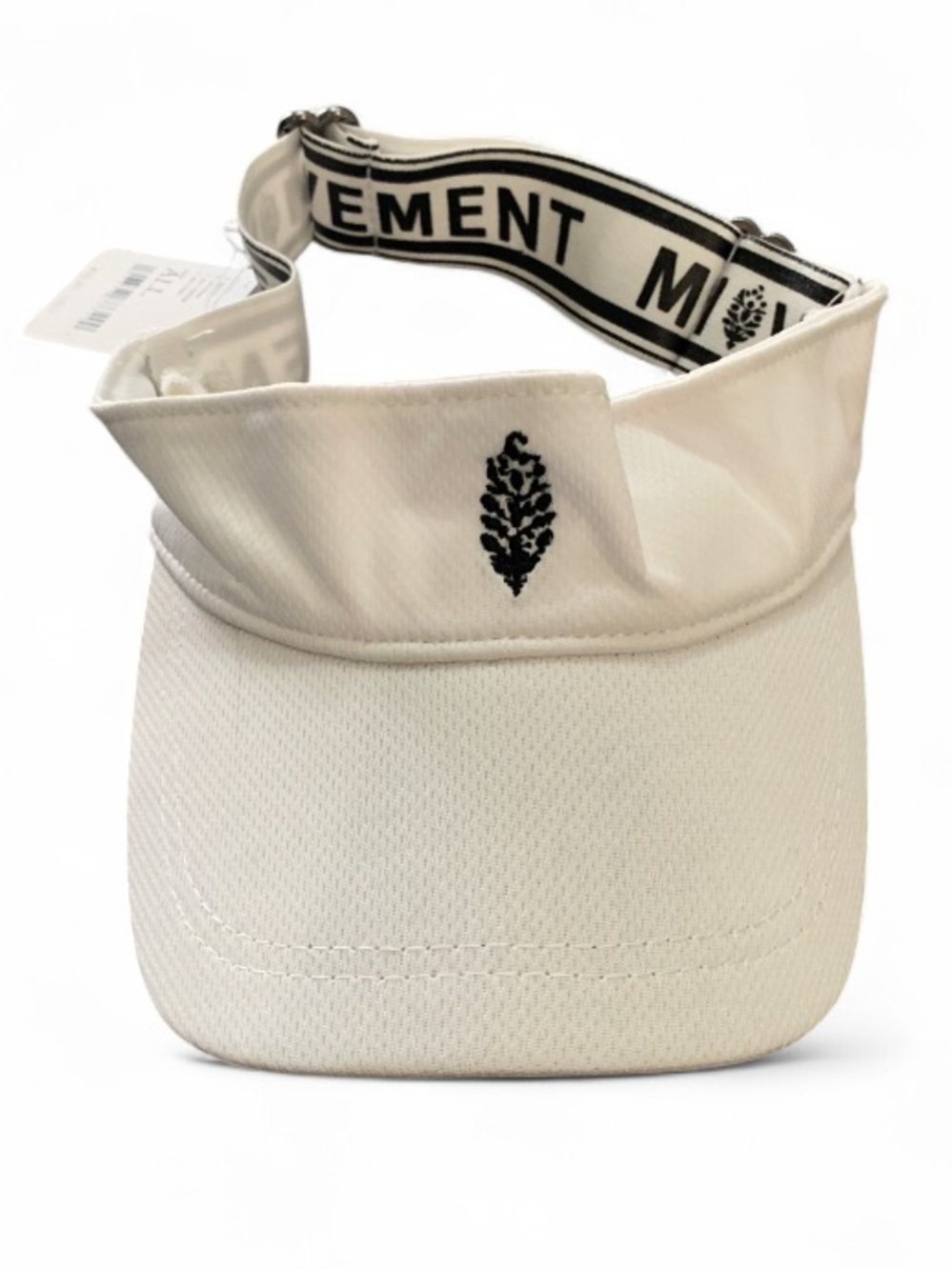 NWT Free People Movement Stripe Band White Visor with Black Leaf Logo